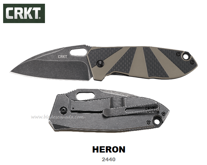 CRKT Heron Framelock Folding Knife, Carbon Fiber/G10, CRKT2440